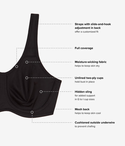 Simone Sport Underwire Bra: Black