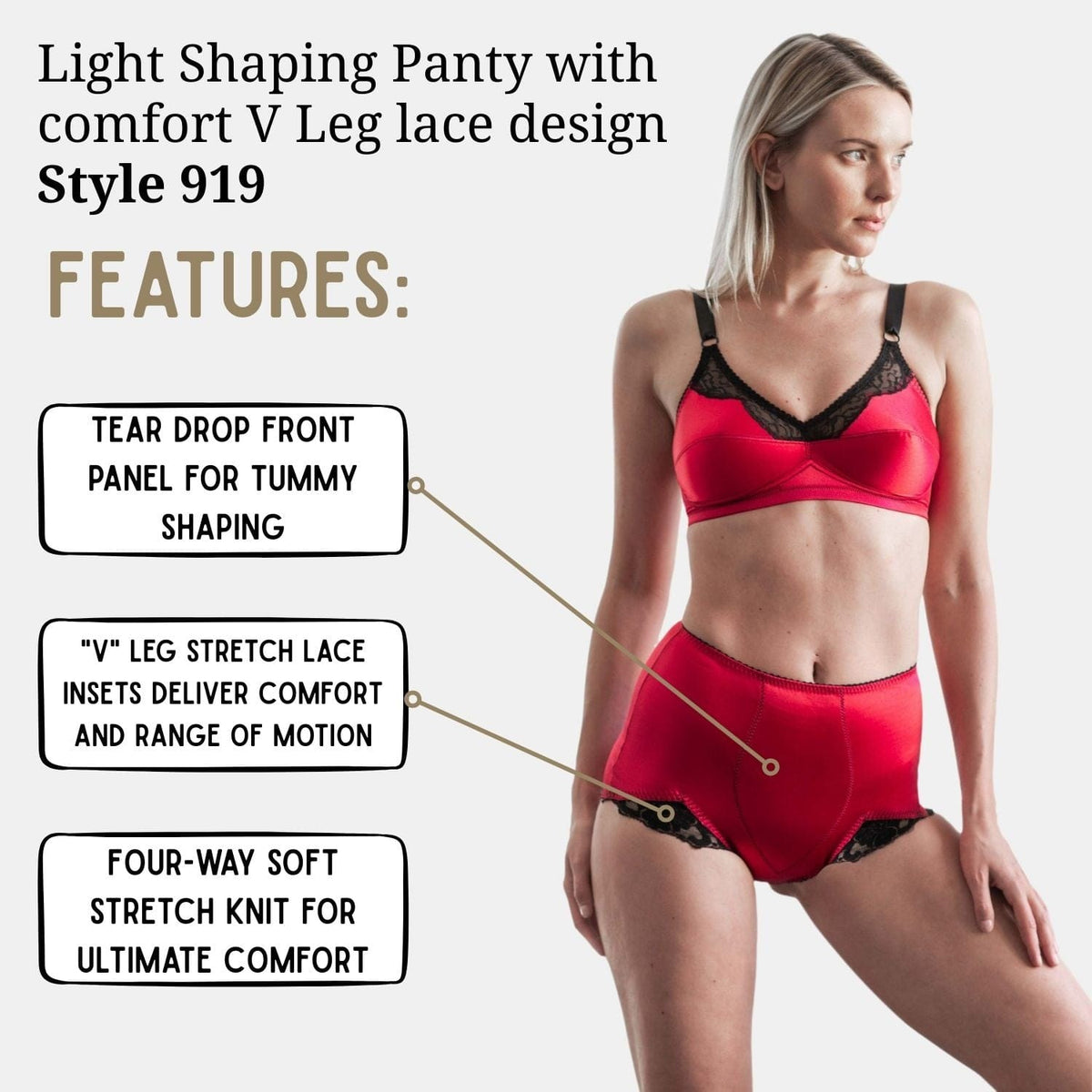 Light Shaping Panty with comfort V Leg lace design | Style 919