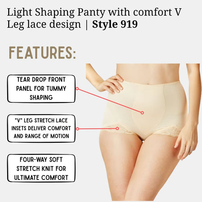 Light Shaping Panty with comfort V Leg lace design | Style 919