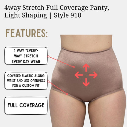 Style 910 | 4way Stretch Full Coverage Panty, Light Shaping