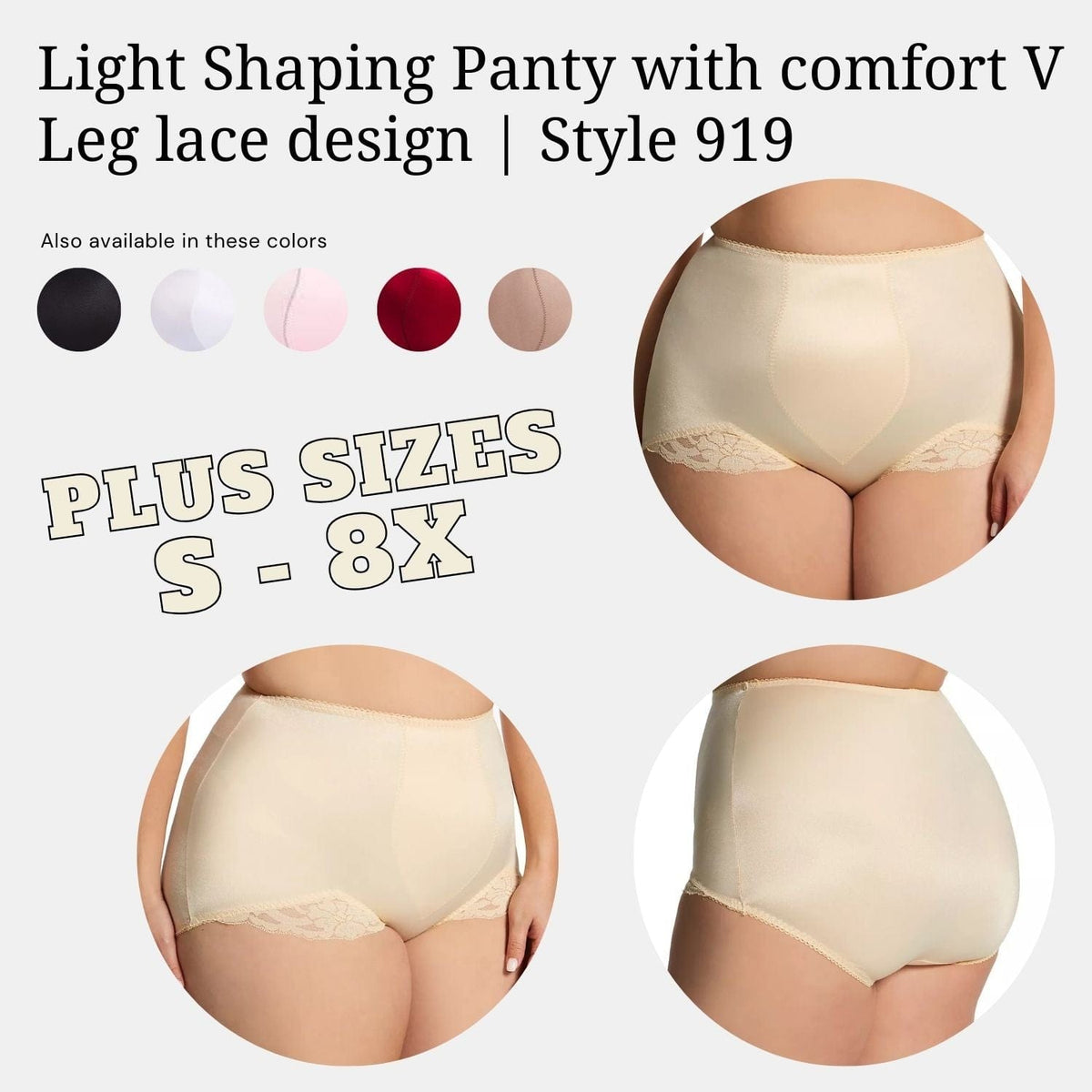 Light Shaping Panty with comfort V Leg lace design | Style 919